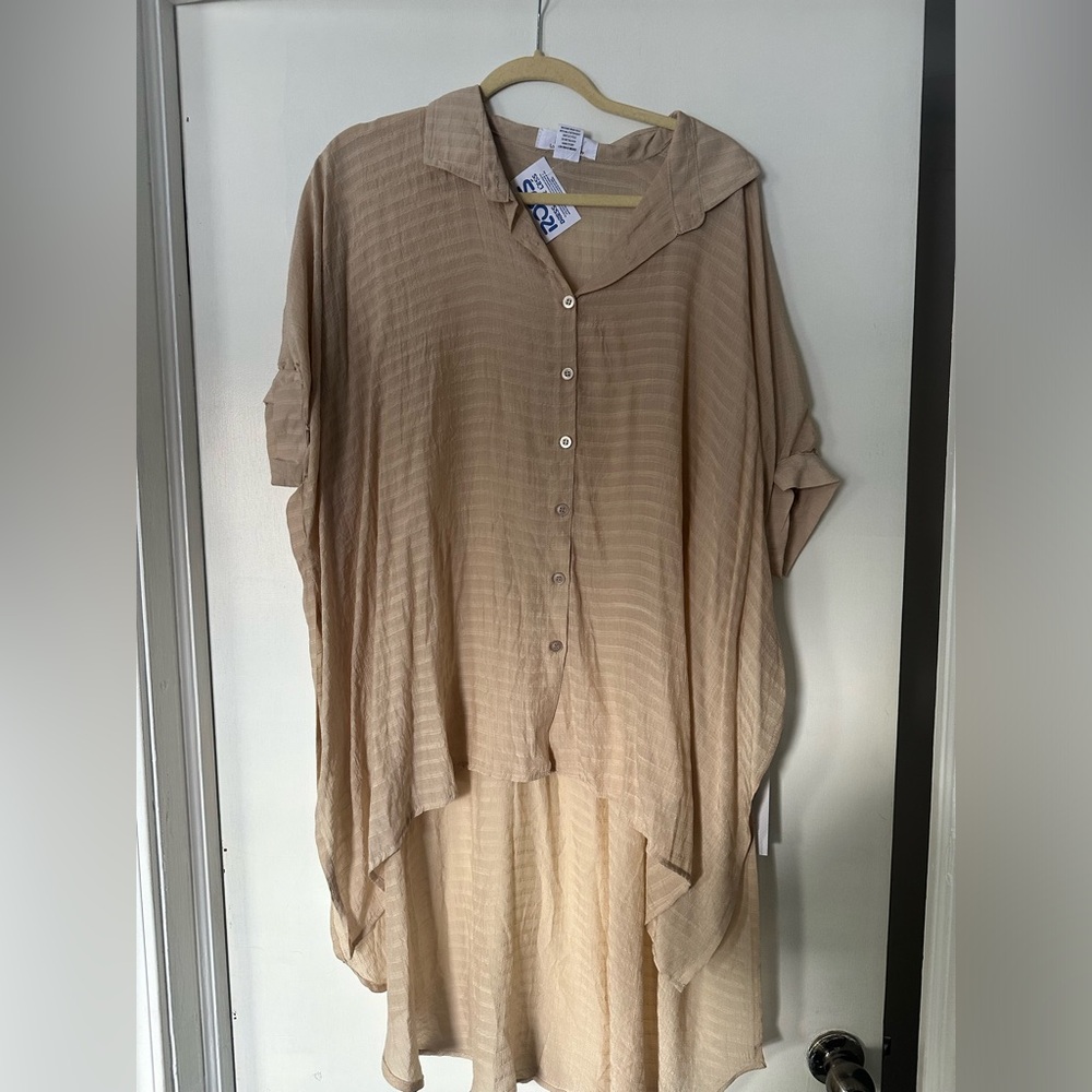 Gold/beige high low blouse